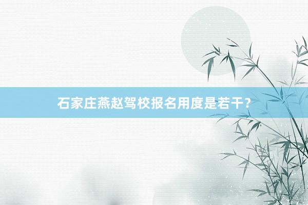 石家庄燕赵驾校报名用度是若干？