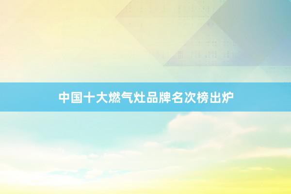 中国十大燃气灶品牌名次榜出炉